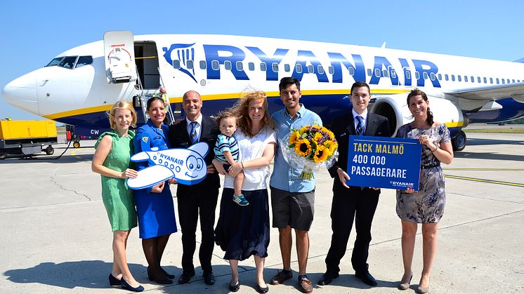 Ryanair firar 400 000 passagerare