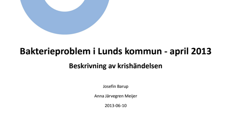 Rapport om kokningsrekommendationen i Lund april 2013