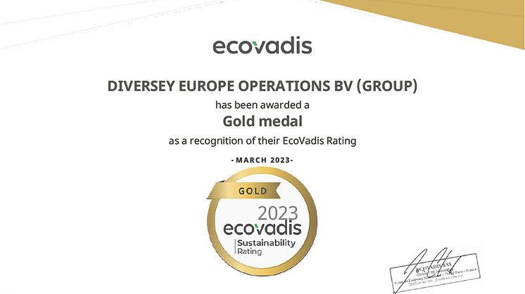 Diversey Europe erhält EcoVadis-Gold-Bewertung