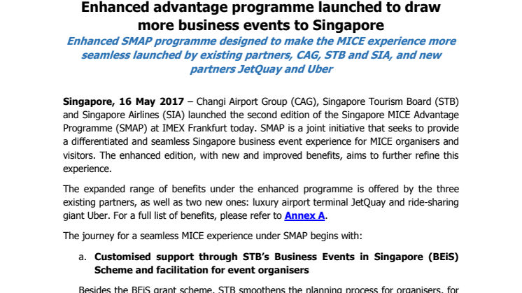 Enhanced advantage programme launched to draw more business events to Singapore