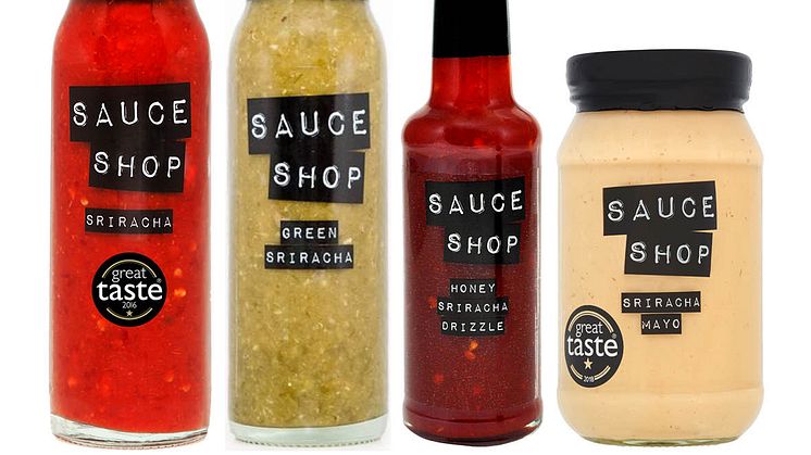 Sauce Shops srirachasortiment innehåller bara naturliga råvaror