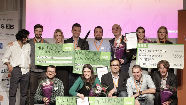 De 5 vinnande startupsen på Venture Cup Östs regionfinal 16 maj 2017, fotograf Victor Ackerheim