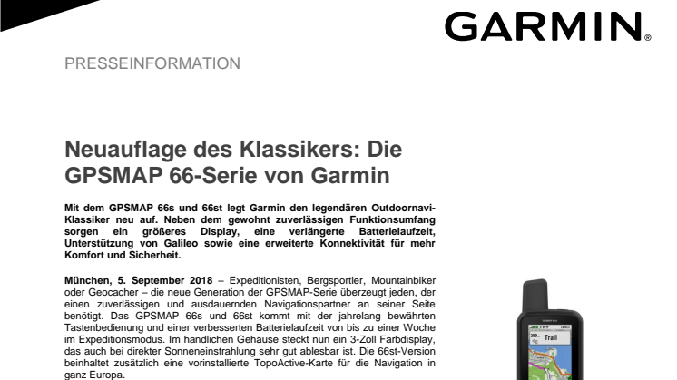 Neuauflage des Klassikers: Die GPSMAP 66-Serie von Garmin