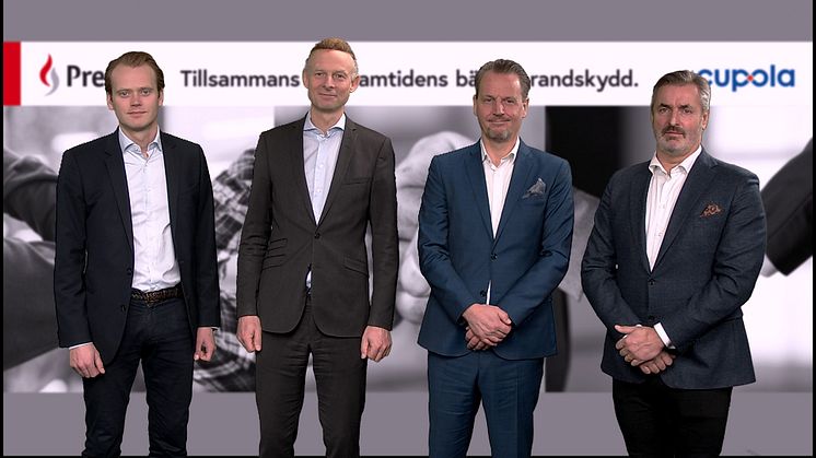 Erik Hallert (Adelis Equity), Filip Bjurström (Presto Brandsäkerhet AB), Christopher Evers (Cupola AB), Jan-Olof Svensson (Pamica)