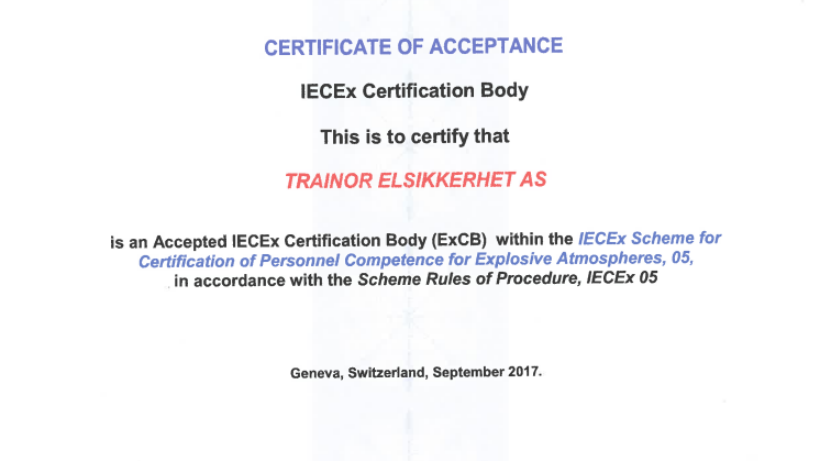 Certificate of Acceptance