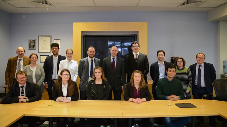 Sir Terence Etherton (centre) with students and academics from Northumbria Law School 