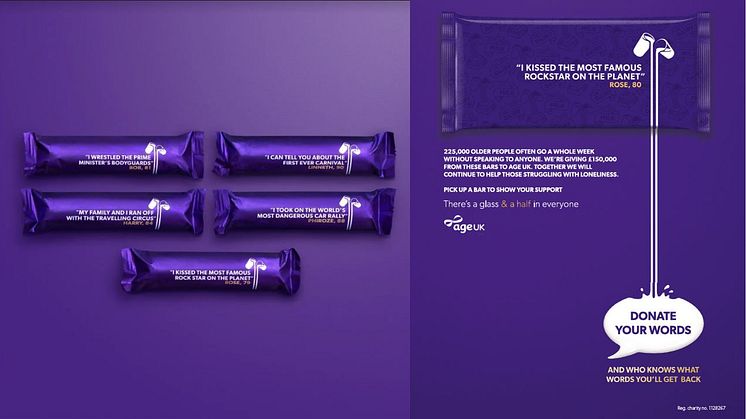 Iconic chocolate brand, Cadbury is removing the branding on 10 million of its well-loved Cadbury Dairy Milk bars and replacing it with quotes of unexpected stories from older people about the lives they’ve led.