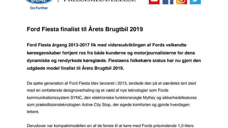 Ford Fiesta finalist til Årets Brugtbil 2019