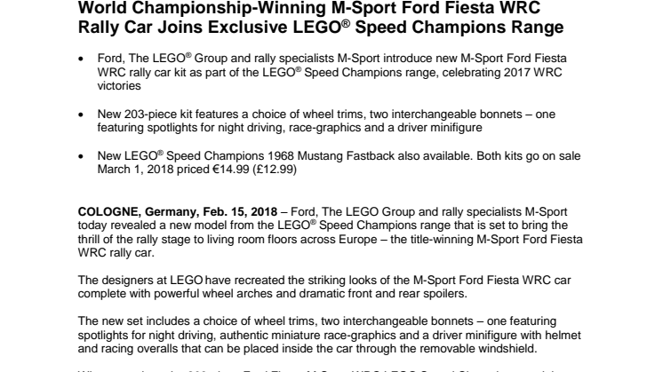 Ford afslører LEGO-udgave af Ford Fiesta WRC