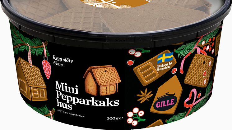 Gille Mini Pepparkakshus är bakade efter vårt bäst-i-test recept med raps-/shea-/kokosolja och smakar fantastiskt gott.