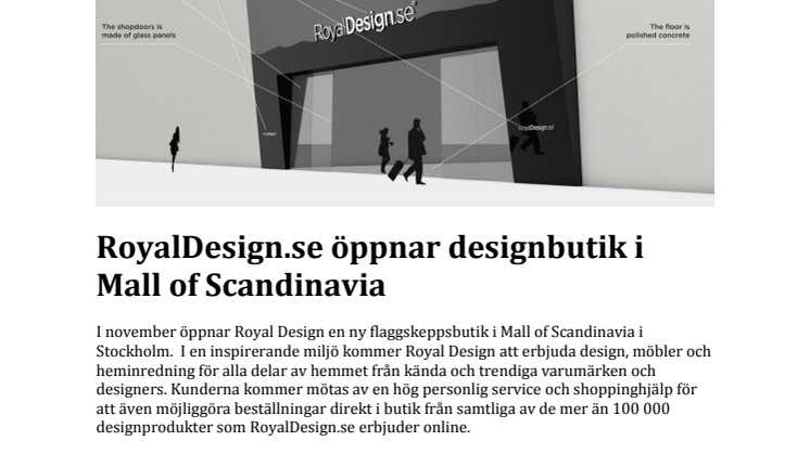 RoyalDesign.se öppnar designbutik i Mall of Scandinavia 