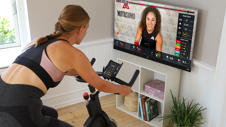 Motosumo is a live, interactive platform for at-home cycling classes that works with any stationary bike (Motosumo PR Photo).