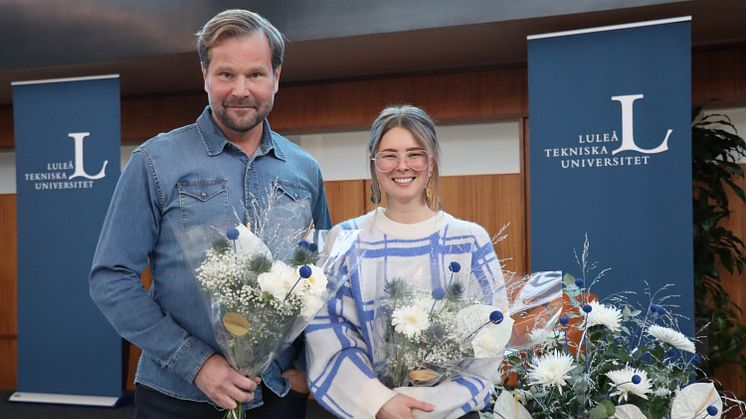 Årets innovatörer 2022 är Sofie Zätterqvist oxh Jonas Hedlund. Foto: Luleå tekniska universitet