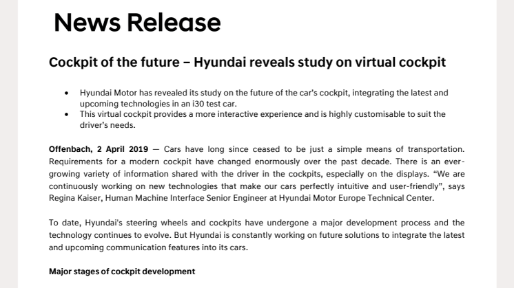 Hyundai presenterer helt ny virtuell cockpit