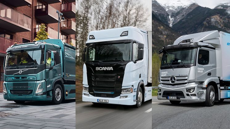 Både Volvo, Scania och Mercedes-Benz kommer att visa eldrivna lastbilar på eComExpo i Stockholm den 27-28 september.
