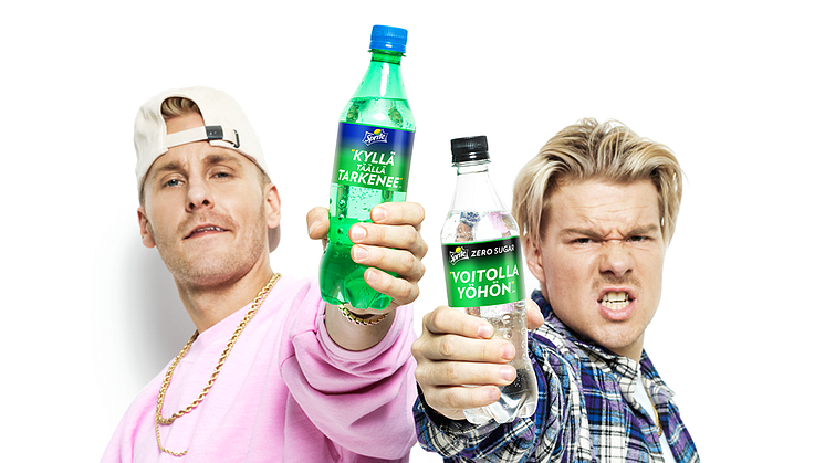 Suomalaisten  suosituimmiksi JVG:n rap-riimeiksi äänestämät 'Voitolla yöhön' ja 'Kyllä täällä tarkenee' painetaan Sprite ja Sprite Zero -pulloihin 