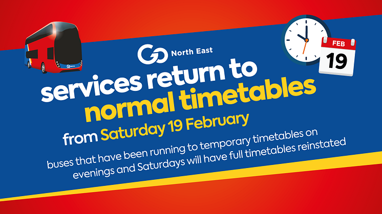 Go North East services return to normal timetables from 19 February
