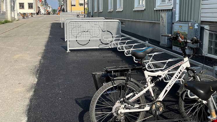 120 stycken nya cykelparkeringar mellan Rådhustorget och Badhusparken. Foto: Hanna Wimander