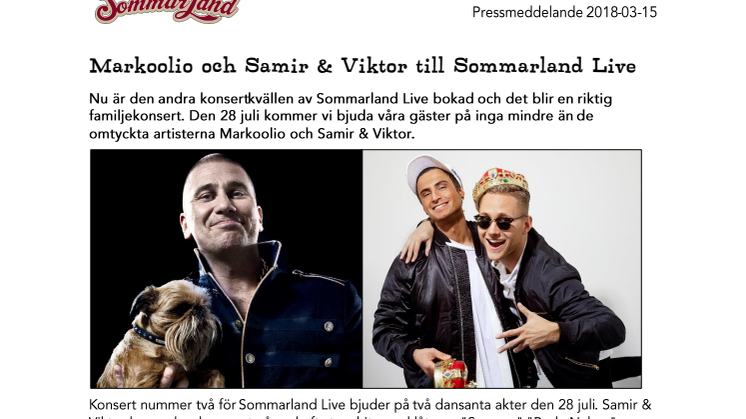 Markoolio och Samir & Viktor till Sommarland Live