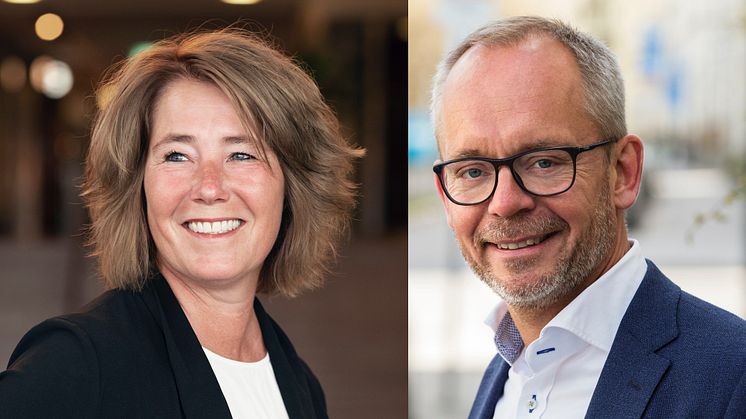 Johanna Frelin, vd ​Riksbyggen och Carl-Johan Hansson, tillträdande vd för Unobo AB.