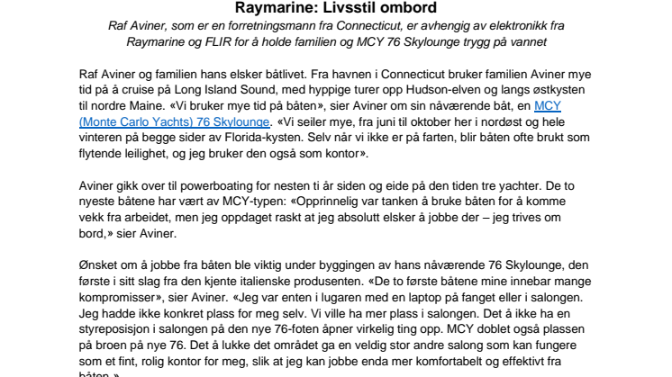 Raymarine: Livsstil ombord