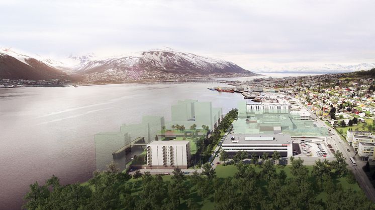 Prosjektet Kræmer Brygge i Tromsø er ett av prosjektene som får konseptutredningsstøtte fra Enova (illustrasjonfoto: Kræmer Eiendom).
