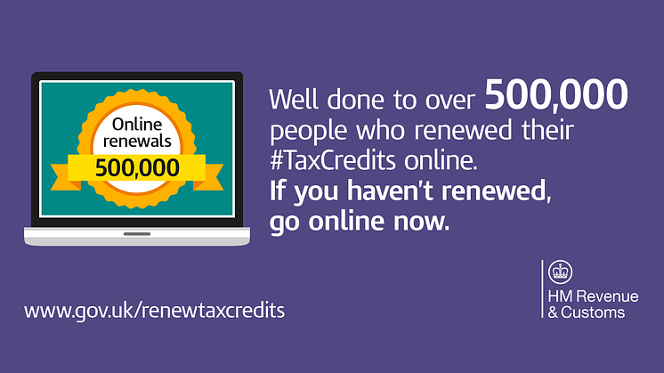 Record 500,000 people renew tax credits online