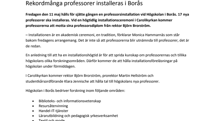 Rekordmånga professorer installeras i Borås
