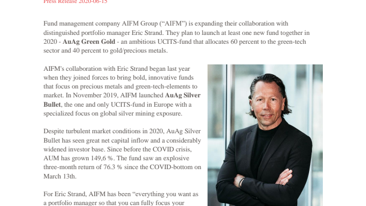 AIFM Group in extended cooperation with Eric Strand.