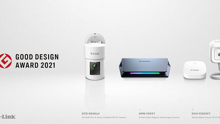 D-Link's Wi-Fi-kamera, multi-gig switch og vandsensor vinder Good Design Award 2021.