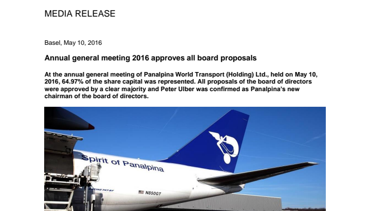 Annual general meeting 2016 approves all board proposals