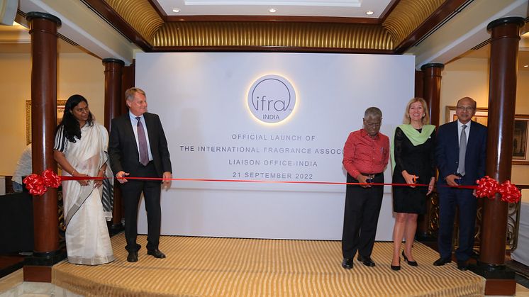 Left to right: Bhuvana Nageshwaran, Director F&F at Ultra Int Ltd & Chairperson of the IFRA India Taskforce; Hans Holger Gliewe, IFRA Chairman; Michael Carlos, IFRA Chairman Emeritus; Martina Bianchini; IFRA President; Sant Sanganeria, Ultra Int Ltd.