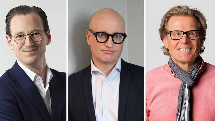 Alexander Sommensjö, Olav Fromm och Bengt Mattson har drivit arbetet med att ta fram läkemedelsbranschens hållbarhetsmanifest