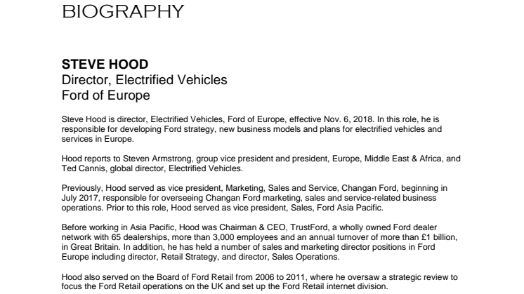 Ford udpeger chef for elbilsproduktion i Europa