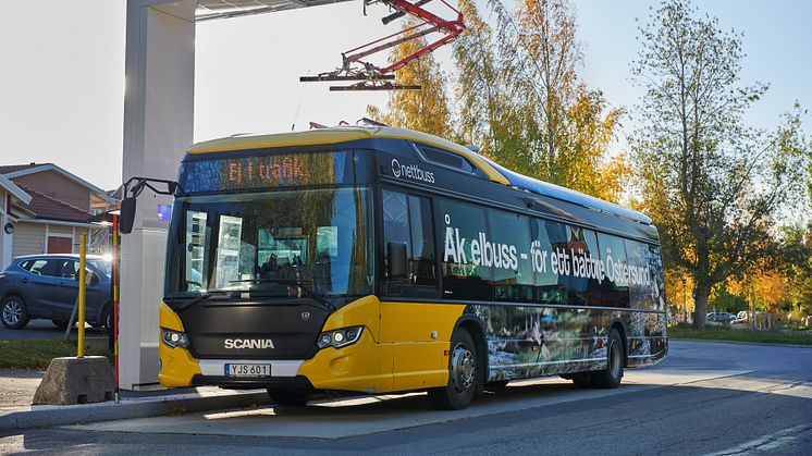 Der Scania Citywide LF als batteriebetriebener Elektrobus im Praxistest in der nordschwedischen Stadt Östersund.