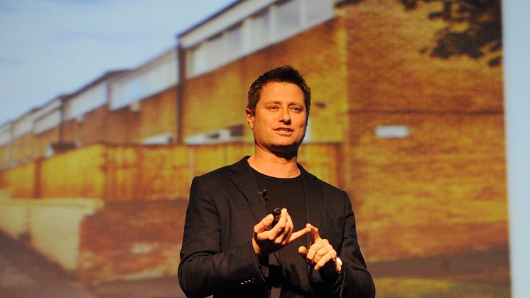 George Clarke speaking at a public lecture at Northumbria University