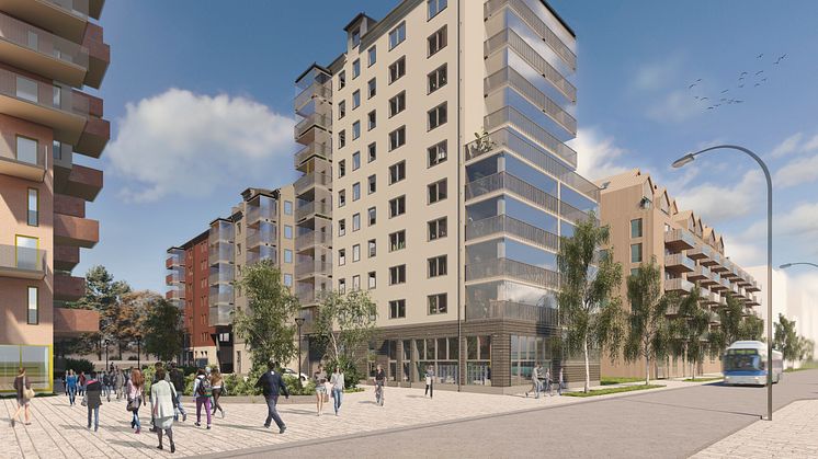 I kv Förseglet på Öster Mälarstrand i Västerås kommer det att byggas cirka 1 400 lägenheter av bland annat Mimer och Bonava. Bilden visar Mimers byggnation av 183 st hyresrätter.