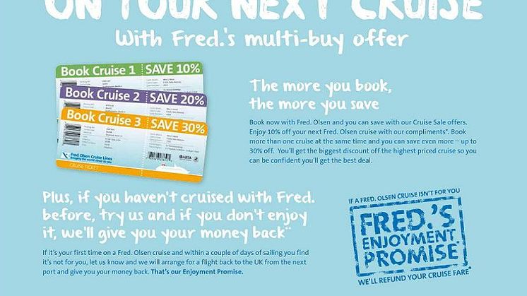Fred. Olsen Cruise Lines launches new ‘Turn of Year’ sales campaign – save up to 30% and benefit from ‘Fred.’s Enjoyment Promise’