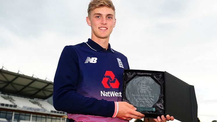 Tom Lammonby pictured with his man of the series trophy at Taunton after last summer's Royal London One-Day Series against India
