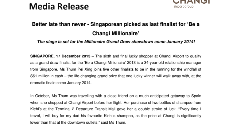 Better late than never - Singaporean picked as last finalist for ‘Be a Changi Millionaire’ 