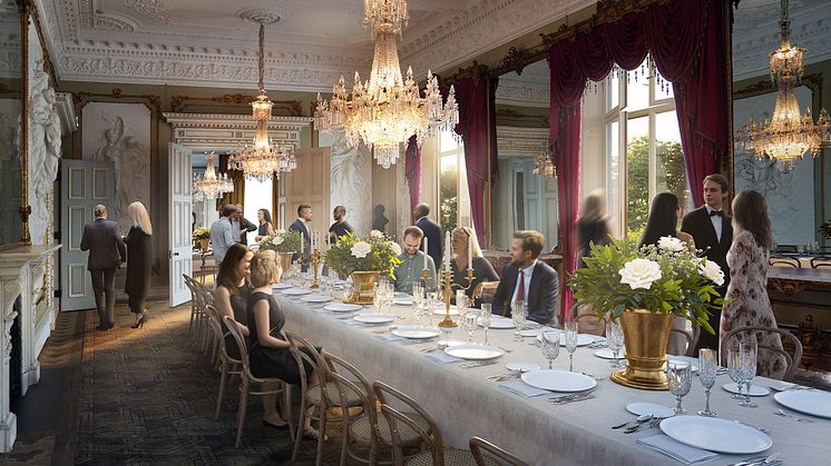 Visionsbild av hur Dicksonska Palatsets restaurang- och festvåning kan komma att se ut. Bild: Liljewall Arkitekter