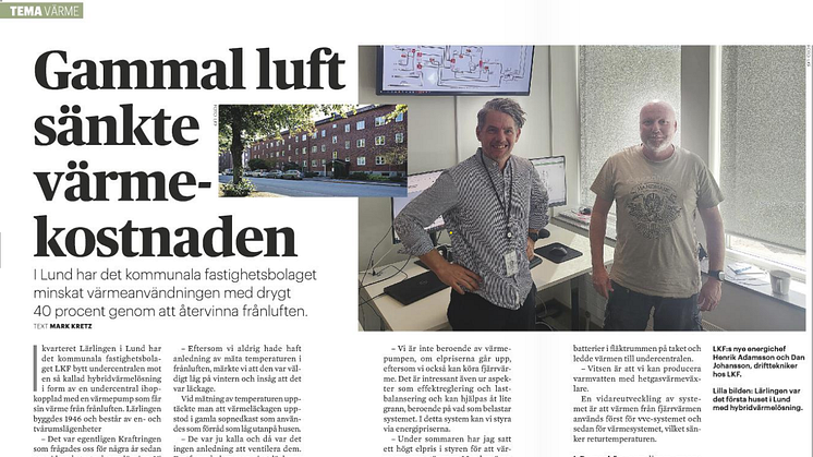 Faksimil av artikeln om innovationssatsningen. På bild: Henrik Adamsson (t.v.) och Dan Johansson (t.h.). 