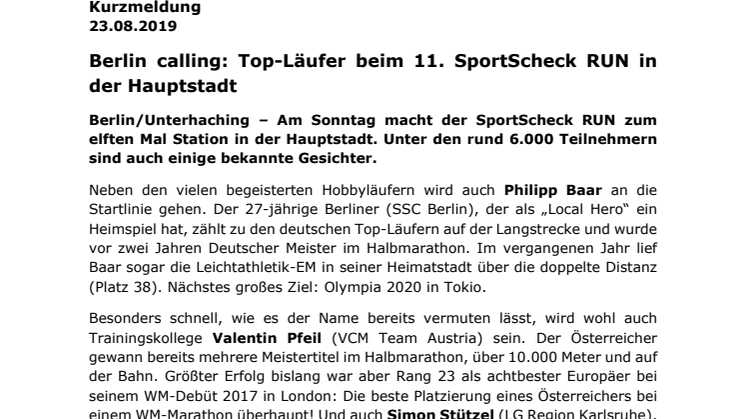 Berlin calling: Top-Läufer beim 11. SportScheck RUN in der Hauptstadt