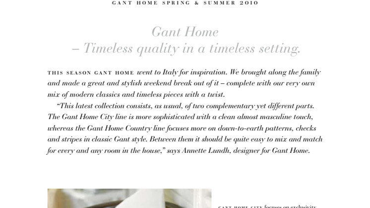 Gant Home - Timeless quality in a timeless setting