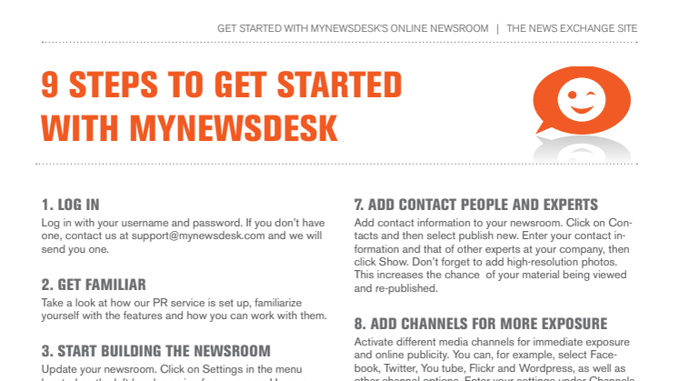 9 hurtige trin til at komme i gang med Mynewsdesk