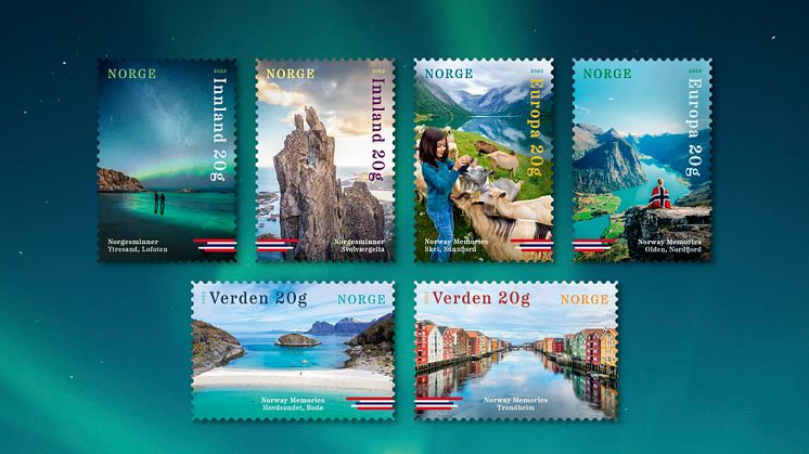 VINNERNE: Av over 13.000 innsendte bidrag er disse seks ferieminnene blitt nye frimerker. Foto: Posten Norge