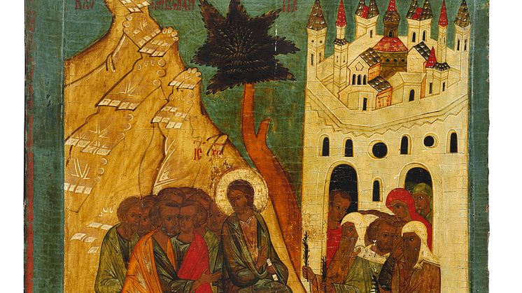 Russian icon depicting Christ’s entry into Jerusalem