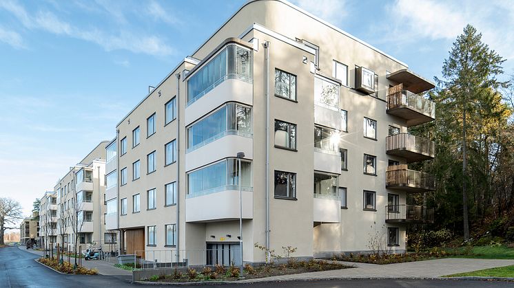 Kvarteret Skrönan kan bli Årets Stockholmsbyggnad 2023. Röstningen är öppen till 25 maj. Foto: baraBild