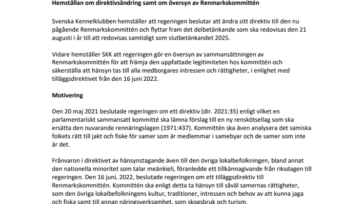 Svenska Kennelklubbens hemställan gällande Renmarksutredningen.pdf