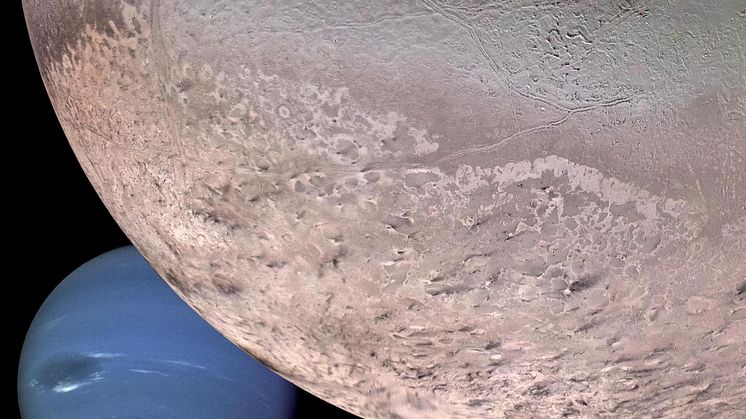 Montage of Neptune and its moon Triton (Credit: NASA/JPL/USGS)